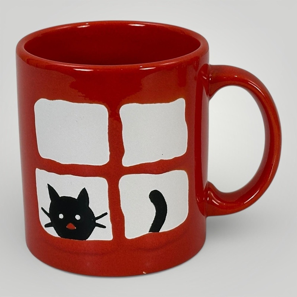 Waechtersbach Red Mug Cat In Window Ceramic Cup Pottery Handle Germany